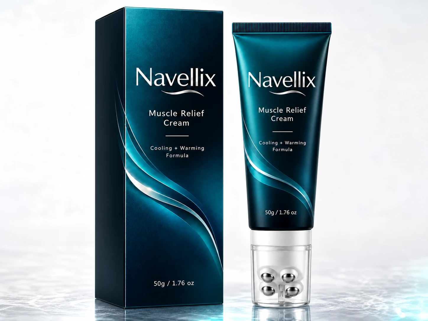 Navellix Muscle Relief Cream tube and box